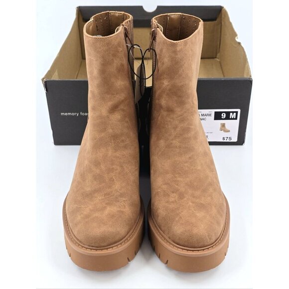 a.n.a Womens Marie Block Heel Booties 9 M Cognac 1.5 Inch Heel Memory Foam New - Picture 1 of 11